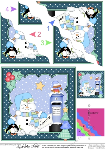 Christmas Snowman Oli posts a Letter to Santa Sack Wavy Corner Side Stacker
