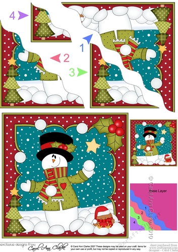 Christmas Snowman Roi is having a snowball fight with Pip Penguin  Wavy Corner Side Stacker
