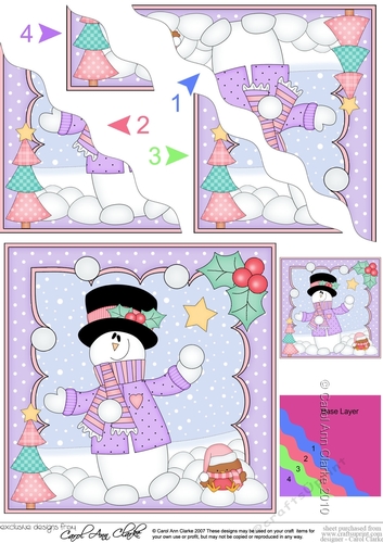Christmas Snowman Roi is having a snowball fight with Pip Penguin  Wavy Corner Side Stacker