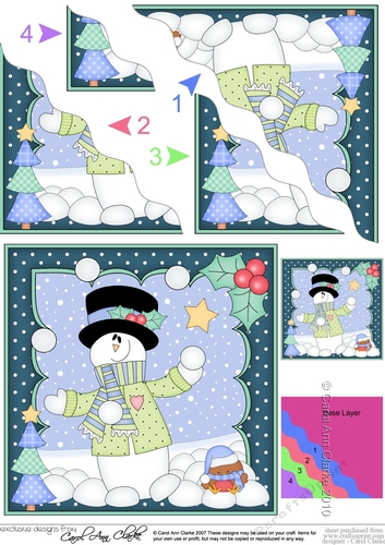 Christmas Snowman Roi is having a snowball fight with Pip Penguin  Wavy Corner Side Stacker