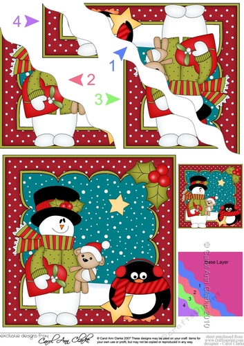 Christmas Snowman Roi has a Heart Wavy Corner Side Stacker