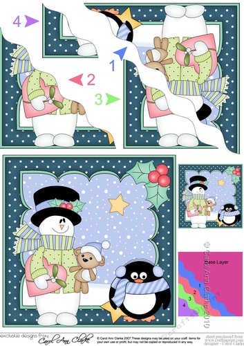 Christmas Snowman Roi has a Heart Wavy Corner Side Stacker