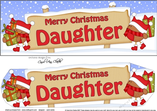 Large DL Merry Christmas DAUGHTER with Robins 3D decoupage