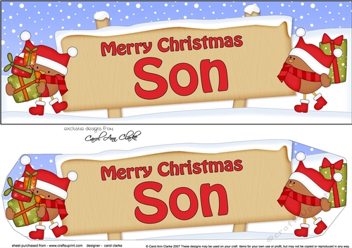 Large DL Merry Christmas SON with Robins 3D decoupage
