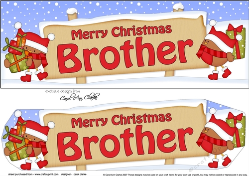 Large DL Merry Christmas BROTHER with Robins 3D decoupage
