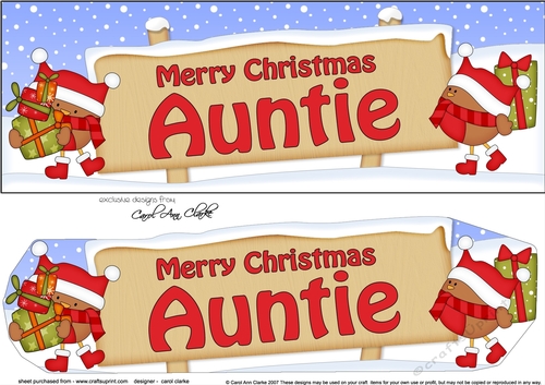 Large DL Merry Christmas AUNTIE with Robins 3D decoupage