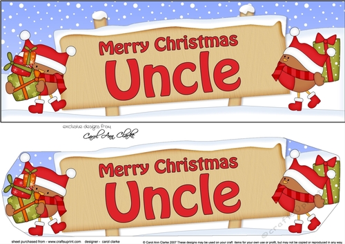 Large DL Merry Christmas UNCLE with Robins 3D decoupage