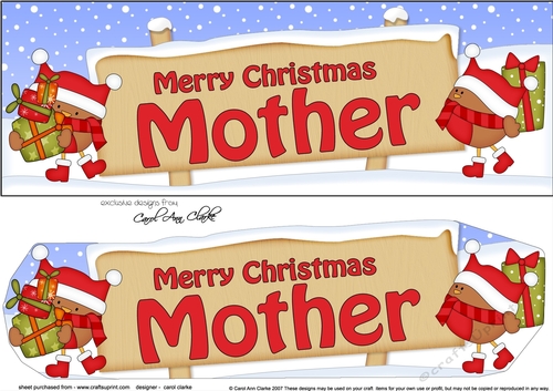 Large DL Merry Christmas MOTHER with Robins 3D decoupage
