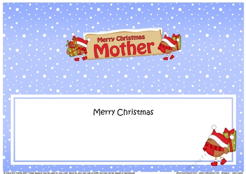 Large DL Merry Christmas MOTHER with Robins insert