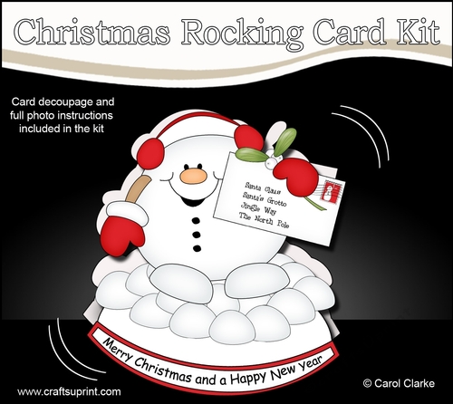 3D Shaped Rocking Christmas Card Mini Kit  - Snowball Sam has a Letter for Santa