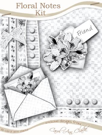 Floral Notes Kit in Mono with 3D Decoupage