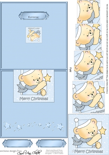 Cute Hunney Bear Robert has a Christmas Star - No-Hole Over the Edge & spiral pyramid