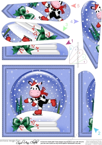 Milly Moo Cow - Christmas Snowglobe Fan Pyramage Topper