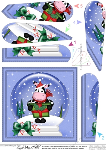 Milly Moo Cow - Christmas Snowglobe Fan Pyramage Topper