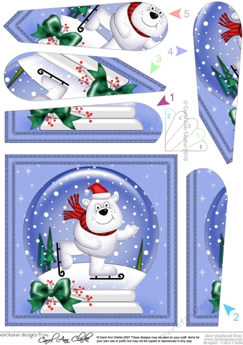 Cute Ben Polar Bear - Christmas Snowglobe Fan Pyramage Topper