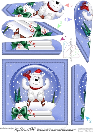 Cute Ben Polar Bear - Christmas Snowglobe Fan Pyramage Topper