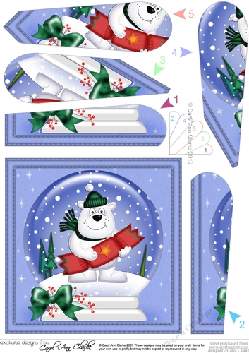Cute Ben Polar Bear - Christmas Snowglobe Fan Pyramage Topper