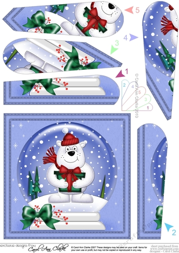 Cute Ben Polar Bear - Christmas Snowglobe Fan Pyramage Topper