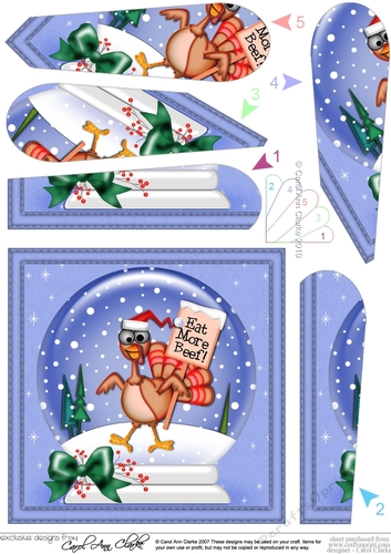 Percy Turkey - Christmas Snowglobe Fan Pyramage Topper
