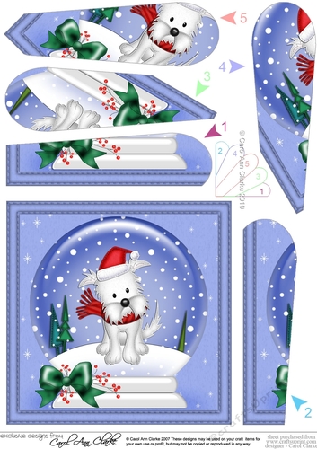 Cute Westie Dog - Christmas Snowglobe Fan Pyramage Topper