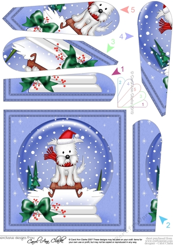 Cute Westie Dog - Christmas Snowglobe Fan Pyramage Topper