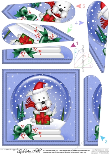 Cute Westie Dog - Christmas Snowglobe Fan Pyramage Topper