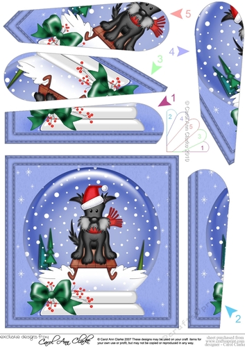 Cute Scottie Dog - Christmas Snowglobe Fan Pyramage Topper