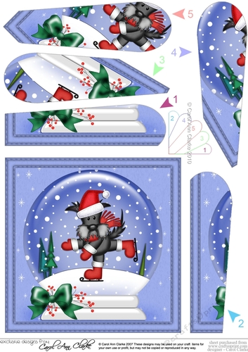 Cute Scottie Dog - Christmas Snowglobe Fan Pyramage Topper