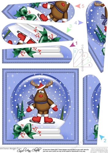 Rudolph - Christmas Snowglobe Fan Pyramage Topper