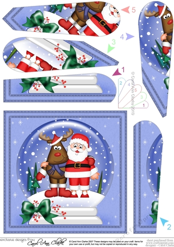 Santa & Rudolph - Christmas Snowglobe Fan Pyramage Topper