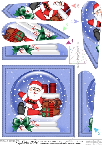 Santa - Christmas Snowglobe Fan Pyramage Topper
