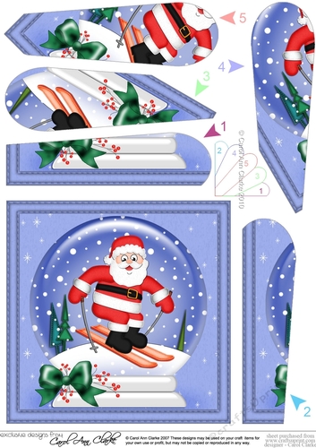 Santa - Christmas Snowglobe Fan Pyramage Topper
