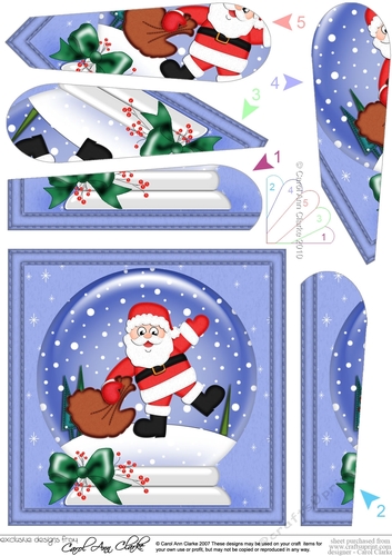 Santa - Christmas Snowglobe Fan Pyramage Topper