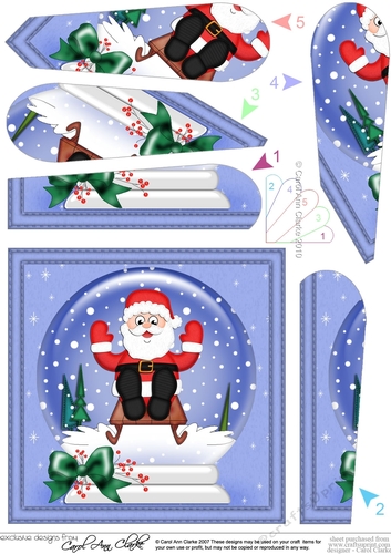 Santa - Christmas Snowglobe Fan Pyramage Topper