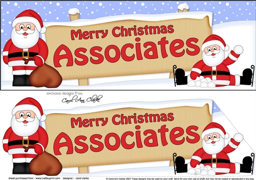 Large DL Merry Christmas ASSOCIATES with Santa 3D decoupage