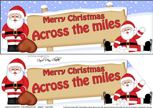 Large DL Merry Christmas ACROSS THE MILES with Santa 3D decoupage