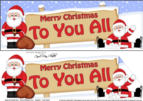 Large DL Merry Christmas TO YOU ALL with Santa 3D decoupage