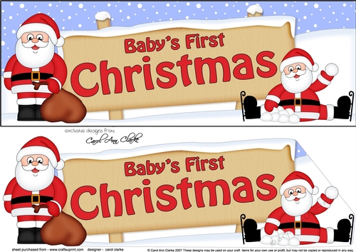 Large DL Merry Christmas BABYS FIRST CHRISTMAS with Santa 3D decoupage