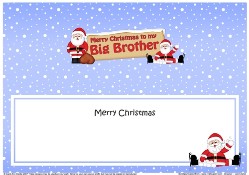 Large DL Merry Christmas to my BIG BROTHER with Santa insert