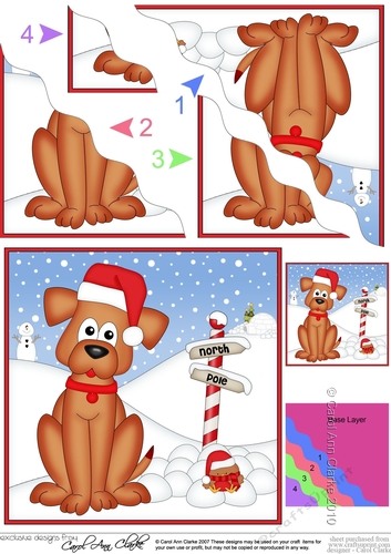 Christmas Rusty Dog is at the North Pole Wavy Corner side stacker Topper