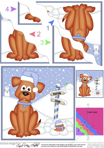 Christmas Rusty Dog is at the North Pole Wavy Corner side stacker Topper