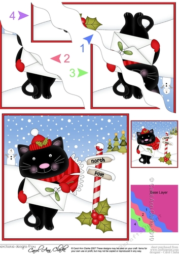 Christmas Cute Little Cat is at the North Pole Wavy Corner side stacker Topper
