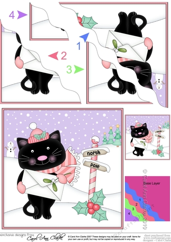 Christmas Cute Little Cat is at the North Pole Wavy Corner side stacker Topper