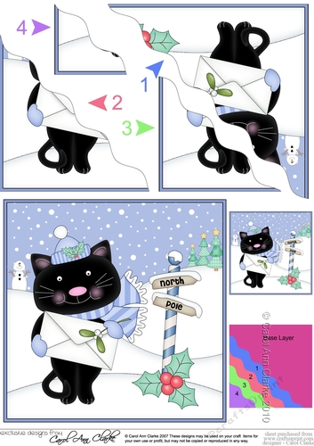 Christmas Cute Little Cat is at the North Pole Wavy Corner side stacker Topper