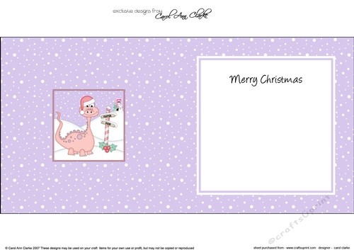 Christmas Cute Dinosaur is at the North Pole insert square landscape