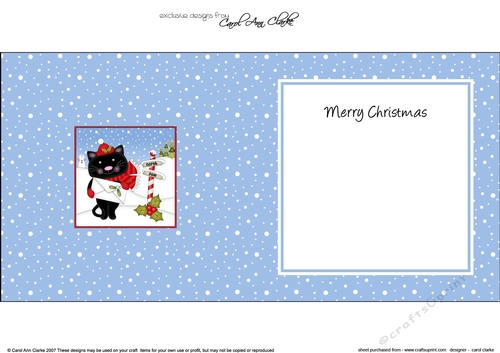 Christmas Cute Little Cat is at the North Pole insert square landscape