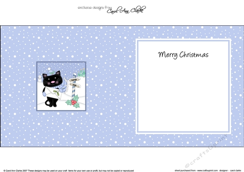 Christmas Cute Little Cat is at the North Pole insert square landscape