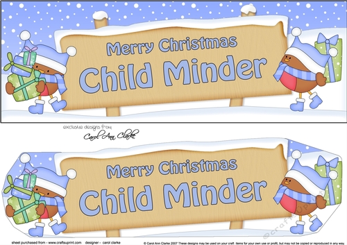 large DL Merry Christmas CHILD MINDER Robins 3D decoupage