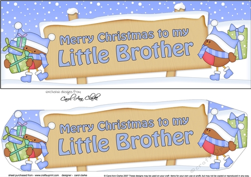 large DL Merry Christmas to my LITTLE BROTHER Robins 3D decoupage
