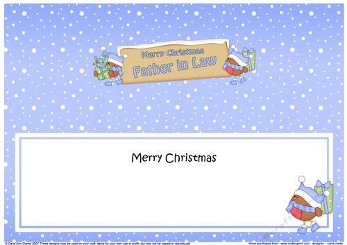 large DL Merry Christmas FATHER IN LAW Robins insert